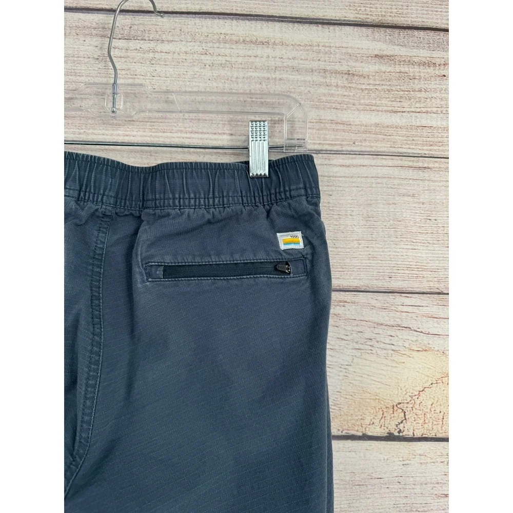Vuori Ripstop Climber Pants Mens 28 Charcoal Grey Elastic Waist Zip Cargo Pocket